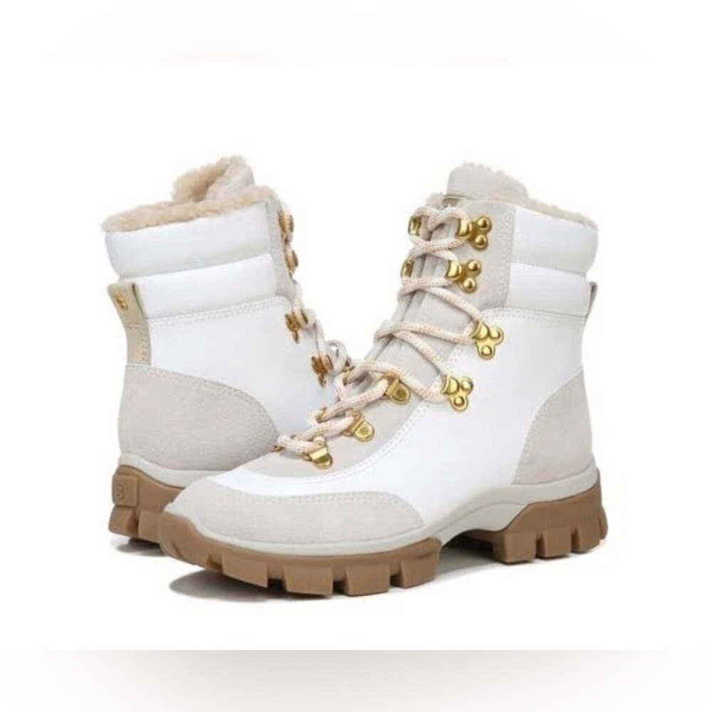Veronica Beard Galina Boot In White And Snow Leather Lace up Boots Size 10.5
